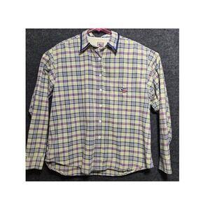 Cruel Girl Womens XL Plaid Western Button Down Shirt Lime Green Long Sleeve VTG